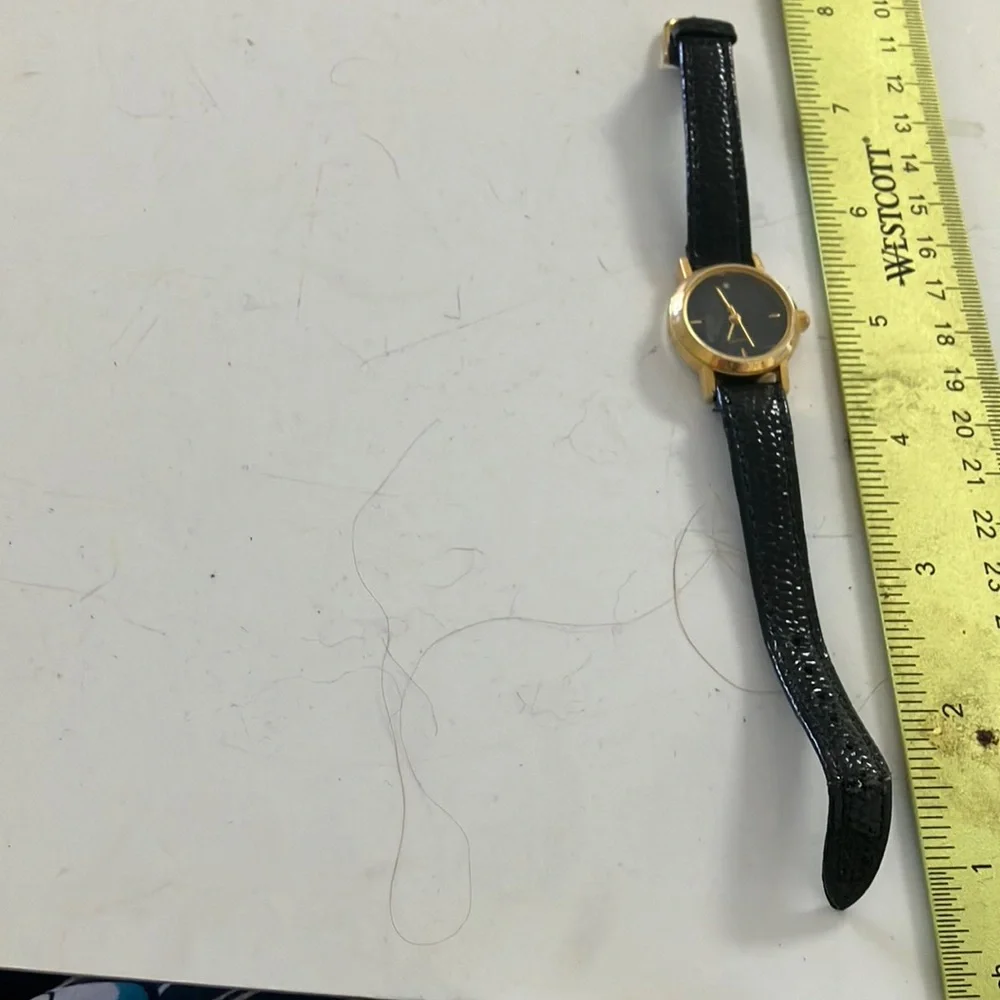 Gold and Black Leather Watch